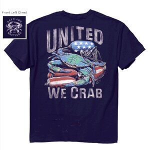 United We Crab Patriotic Short Sleeve T-Shirt - NEW Fast Ship